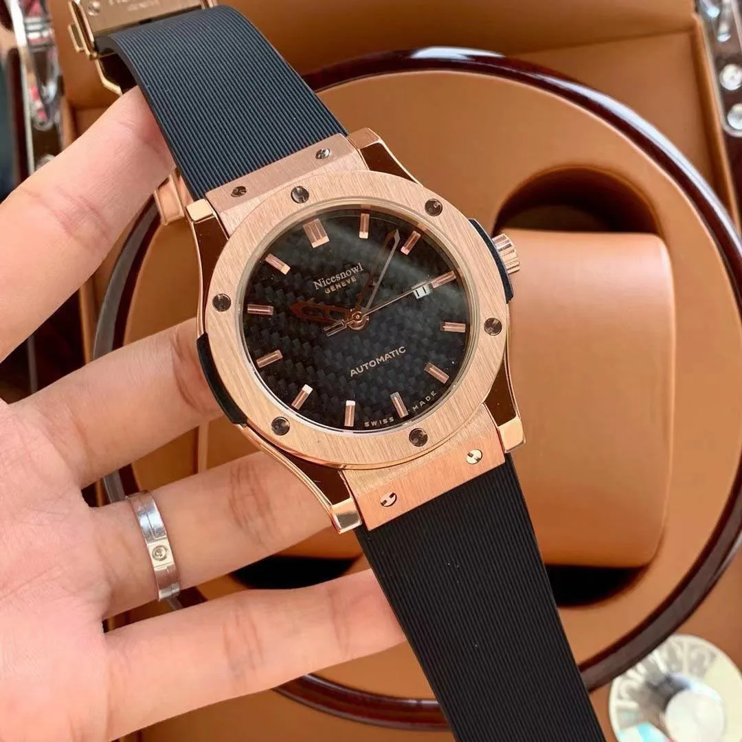 

3A Luxury Brand Men Watch Automatic Mechanical Stainless Steel Watches Silver Grey Titanium Black Leather Rose Gold Coffer Blue