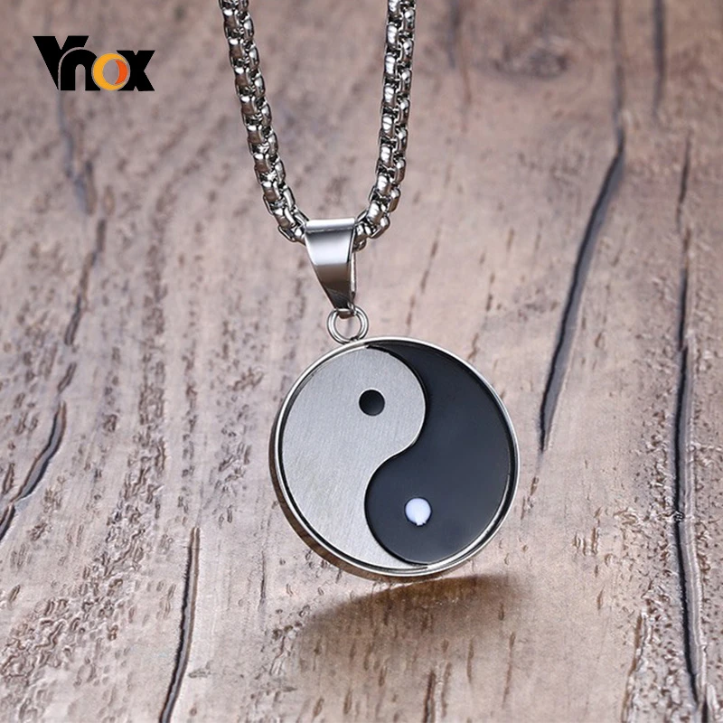 Кулон унисекс Vnox в китайском стиле Yinyang Bagua сбалансированное ожерелье цепочка из