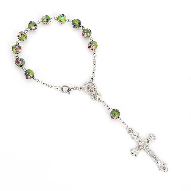 Catholic Luxury Rosary Multicolor Cloisonne Enamel Cross Bracelet. | Украшения и аксессуары