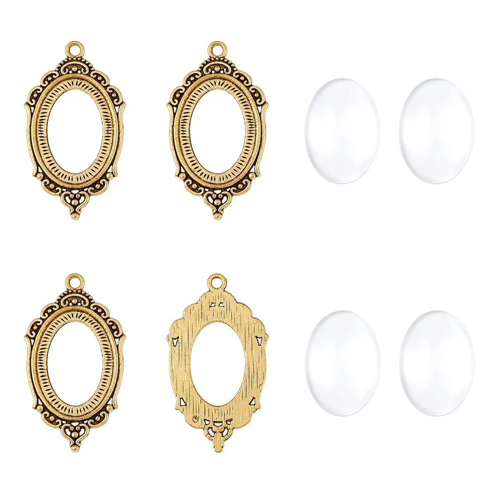 

5Set Cabochon Base Setting Charms Pendant Cabochon Bezel Settings Fit Cameo Base and Clear Glass Cabochons for Jewelry DIY