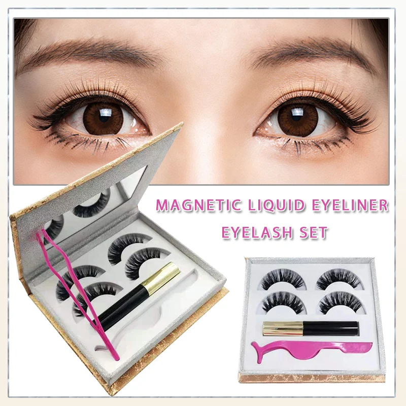 

Набор жидких ресниц для подводки глаз, объемные Волшебные магнитные впитывающие натуральные завивающие ресницы, без клея