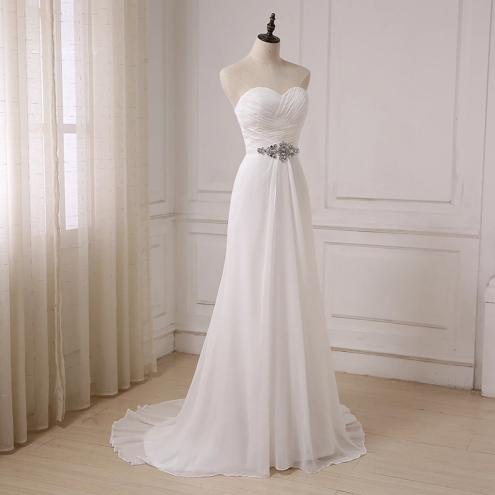 Jiayigong Real White/ Ivory Chiffon Beach Wedding Dresses Vestido De Noiva Sweetheart Sleeveless Bridal Gowns Plus Size | Свадьбы и