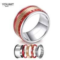 yoiumit silver plated stainless steel combination rings for women engagement wedding ring gear jewelry red party accessories