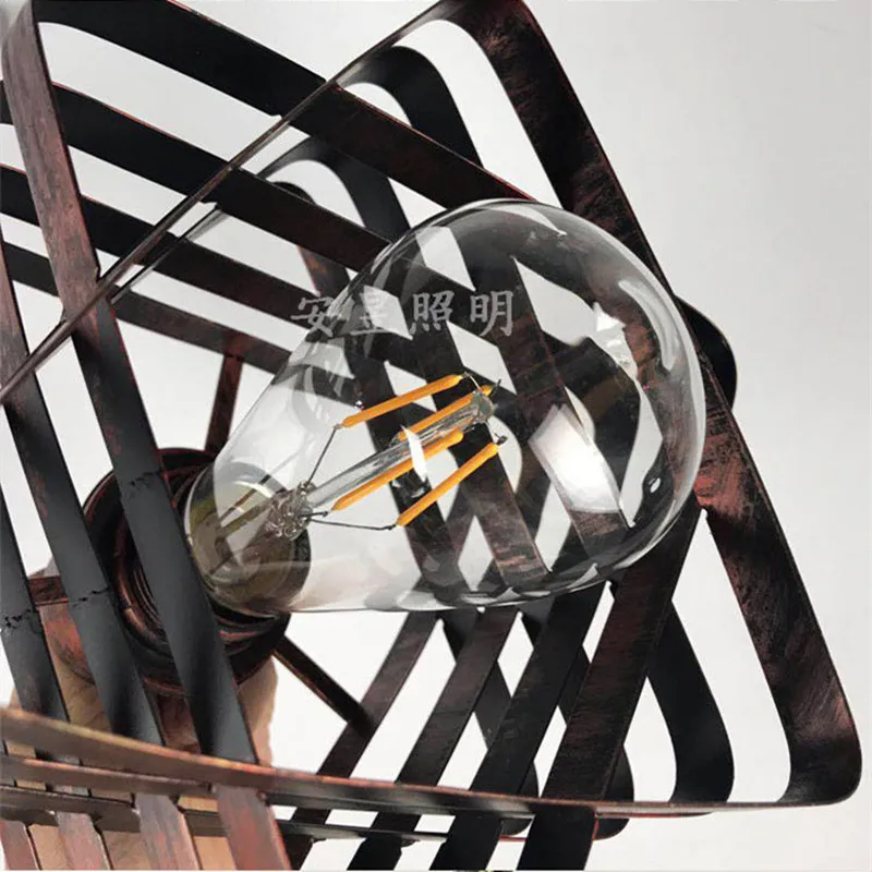 

American Creative E27 Pendant Light Retro Iron Cage Industrial Wind Apartment Pendant Hanging Lamp For Coffee Shop Cafe Bar Deco