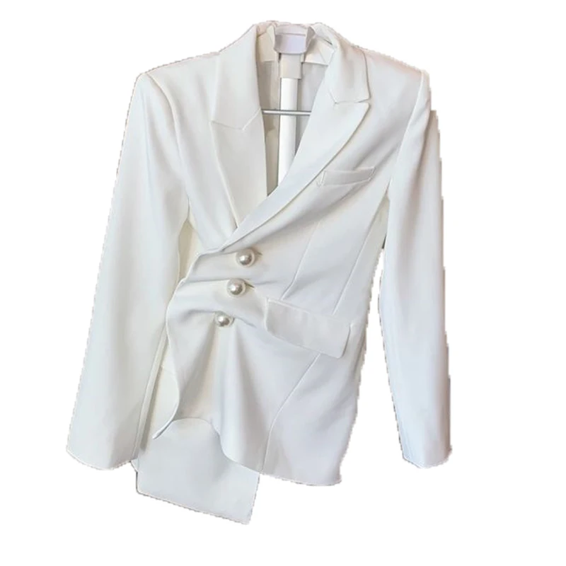 

Sister Fara Chic Single Breasted Blazer Women's Jackets Spring 2021 Notched Full Sleeve Coat Autumn Office Lady Loose Blazers