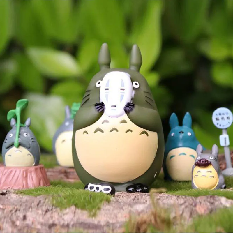 

10cm Anime My Neighbor Totoro Lovely Faceless Man Resin Miniature Figurines Toys Pvc Car Decoration Collect Mini Cute Model Doll