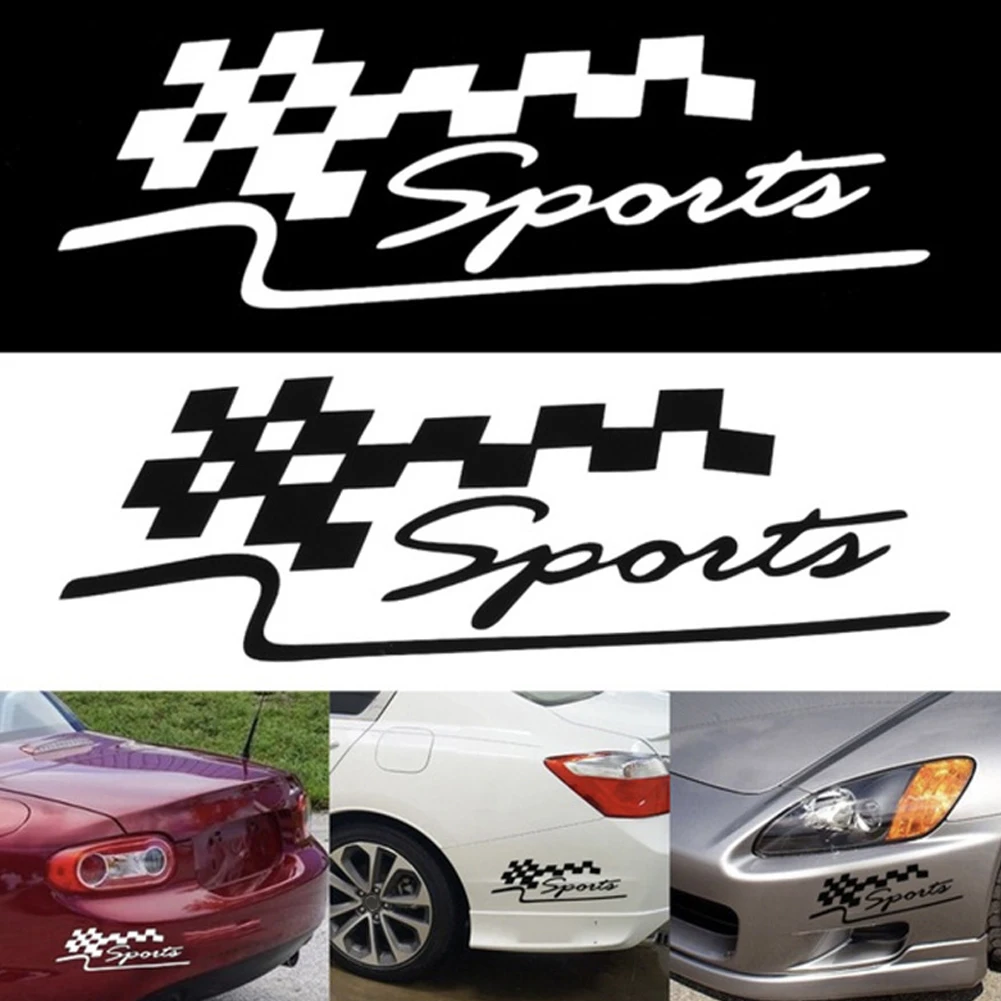 

SPORT Letter Checkered Racing Flag Removable Car Sticker Auto Reflective Decal Vinyl Stickers Water-resistant Bumper Decals Ship