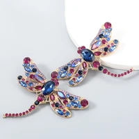 jijiawenhua new rhinestone dragonfly shape pendant womens earrings novel design dinner party fashion jewelry accessories