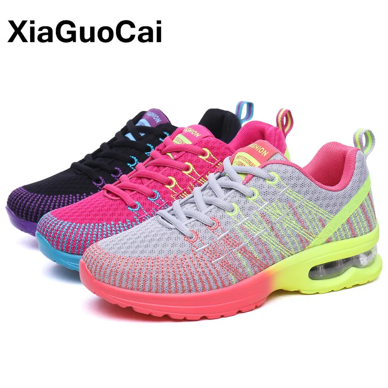 

Brand Women's Casual Shoes Breathable Lace Up Cushioning Knit Sneakers Lightweight Female Footwear Spring Autumn High Quality