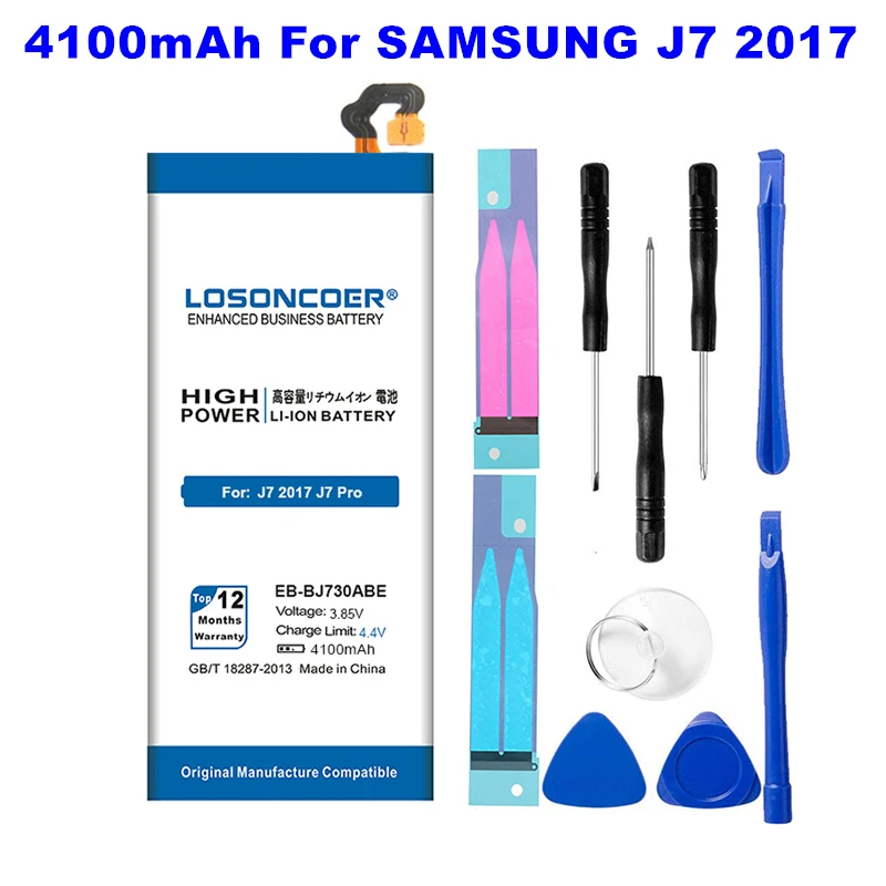 Аккумулятор большой емкости LOSONCOER 4100 мАч для Samsung Galaxy J7 2017 J730K EB BJ730ABE/DS J730G J730FM J730GM/DS