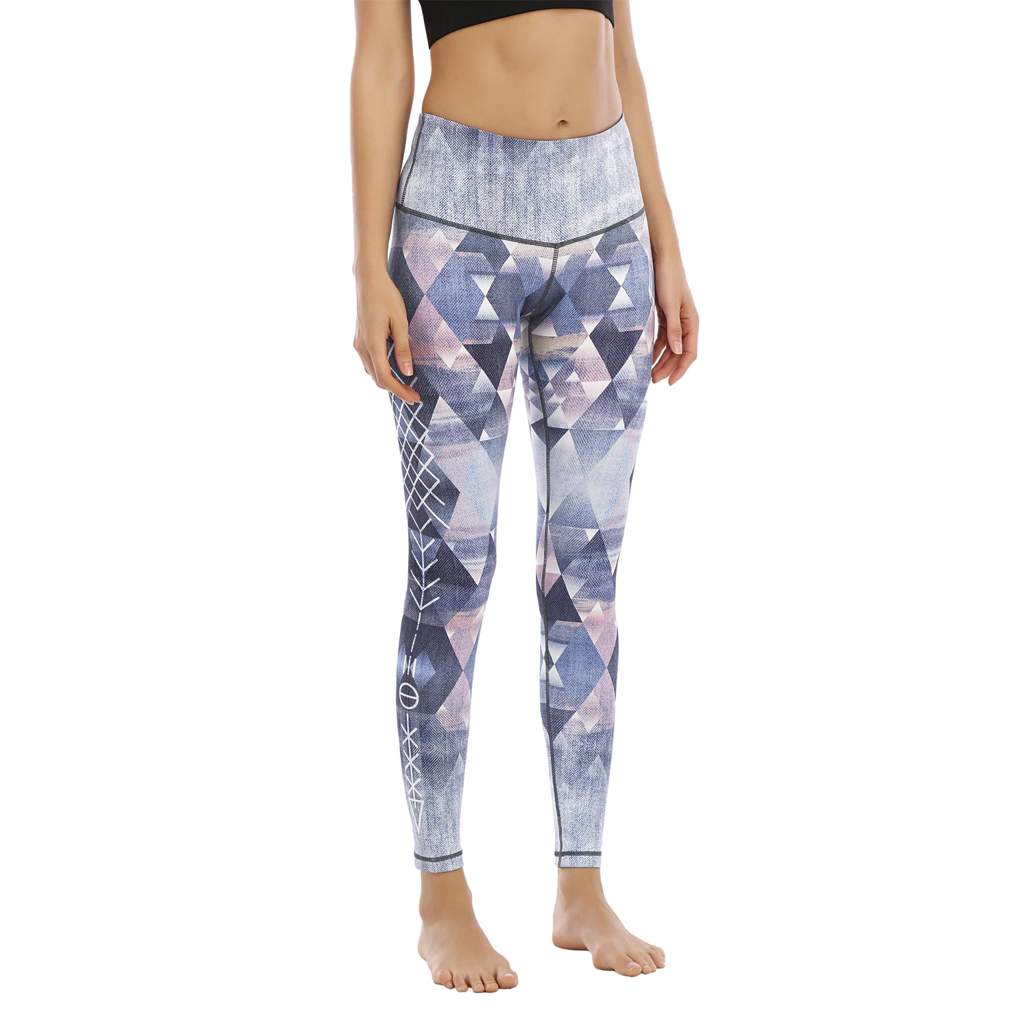 High Waist Geometry Energy Tummy Control Sports Pants Striped Knitted Gym Quick Drying Running Yoga Pants Breathable Leggins