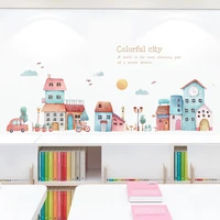creative cartoon city wall stickers for kids rooms child bedroom wall decorations self adhesive decoration stickers home decor