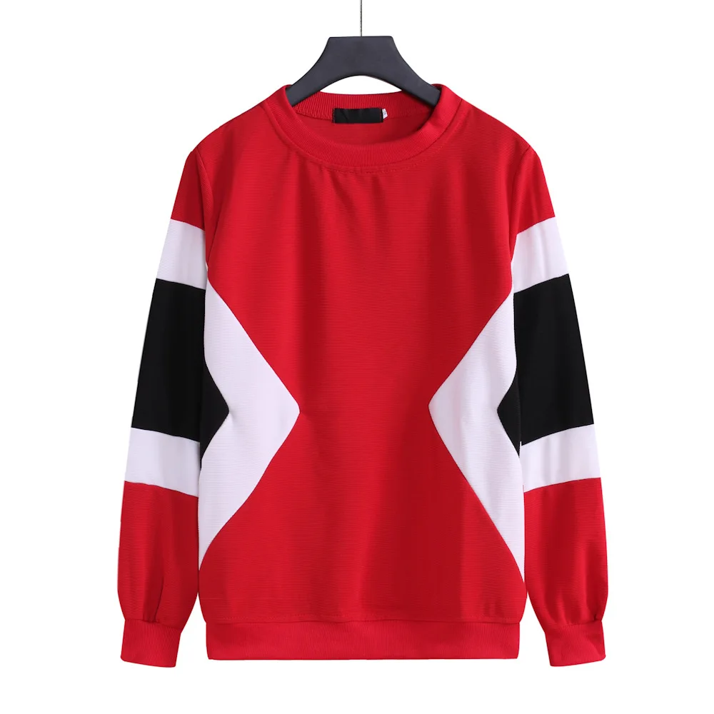 

High Quality Men Fashion Contrast Patchwork 2 Color Cotton Crewneck Pullover Sweatshirt