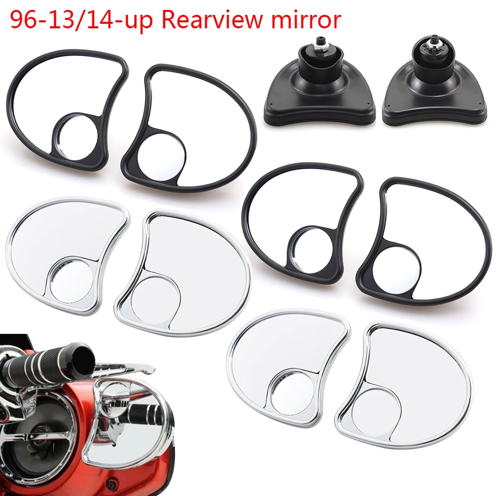 

Motorcycle Chrome/Black Inner Fairing Mount Side Rear Mirrors w/ Blind Spot Mirror For Harley Touring