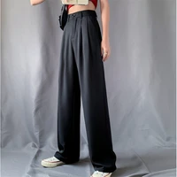 retro solid all match slender straight high waist slim ol chic all match brief plus large size new full length pants