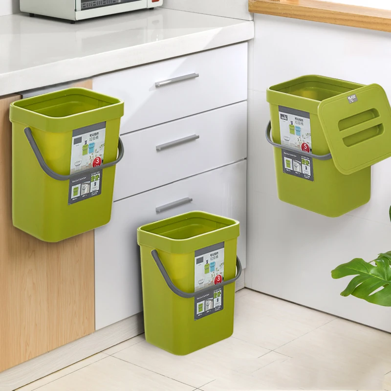 

Wall Mounted Folding Waste Bin Kitchen Cabinet Hanging Trash Can Living Room Door Garbage Can Car Storage Bucket Home Dustbin