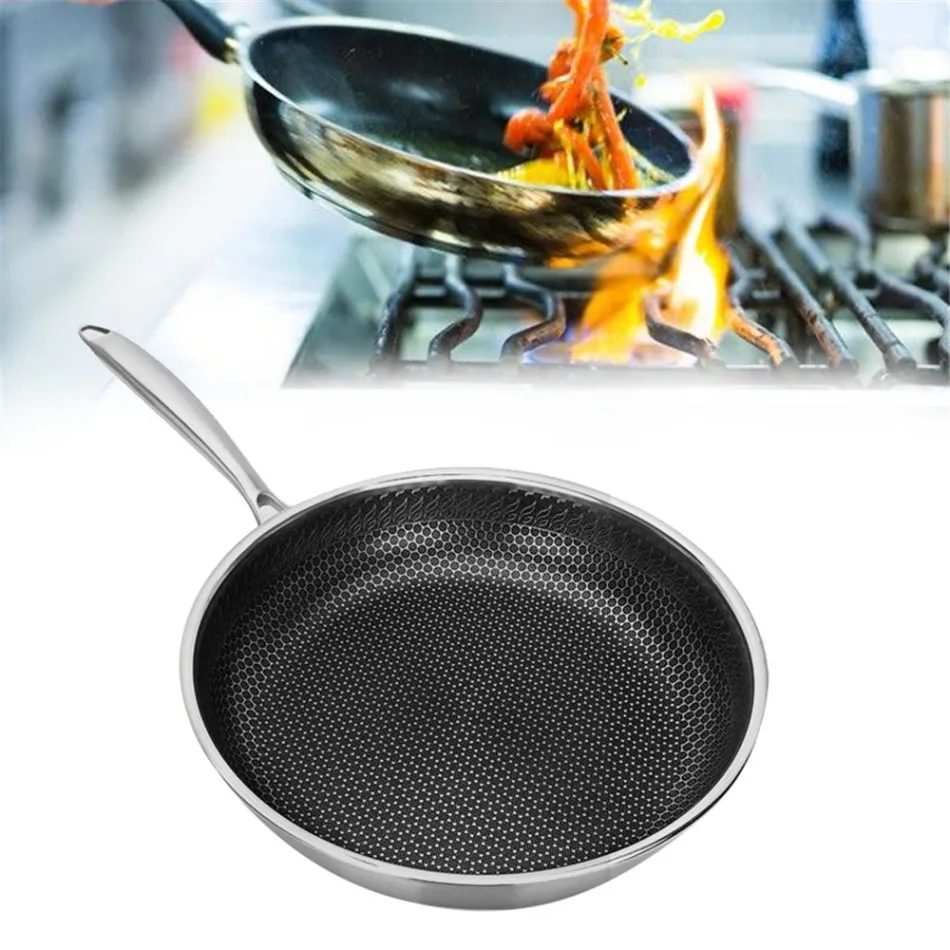 

Universal Stainless Steel Skillet Nonstick Fry Pan Induction Compatible Multipurpose Cookware Use for Home Kitchen or Restaurant
