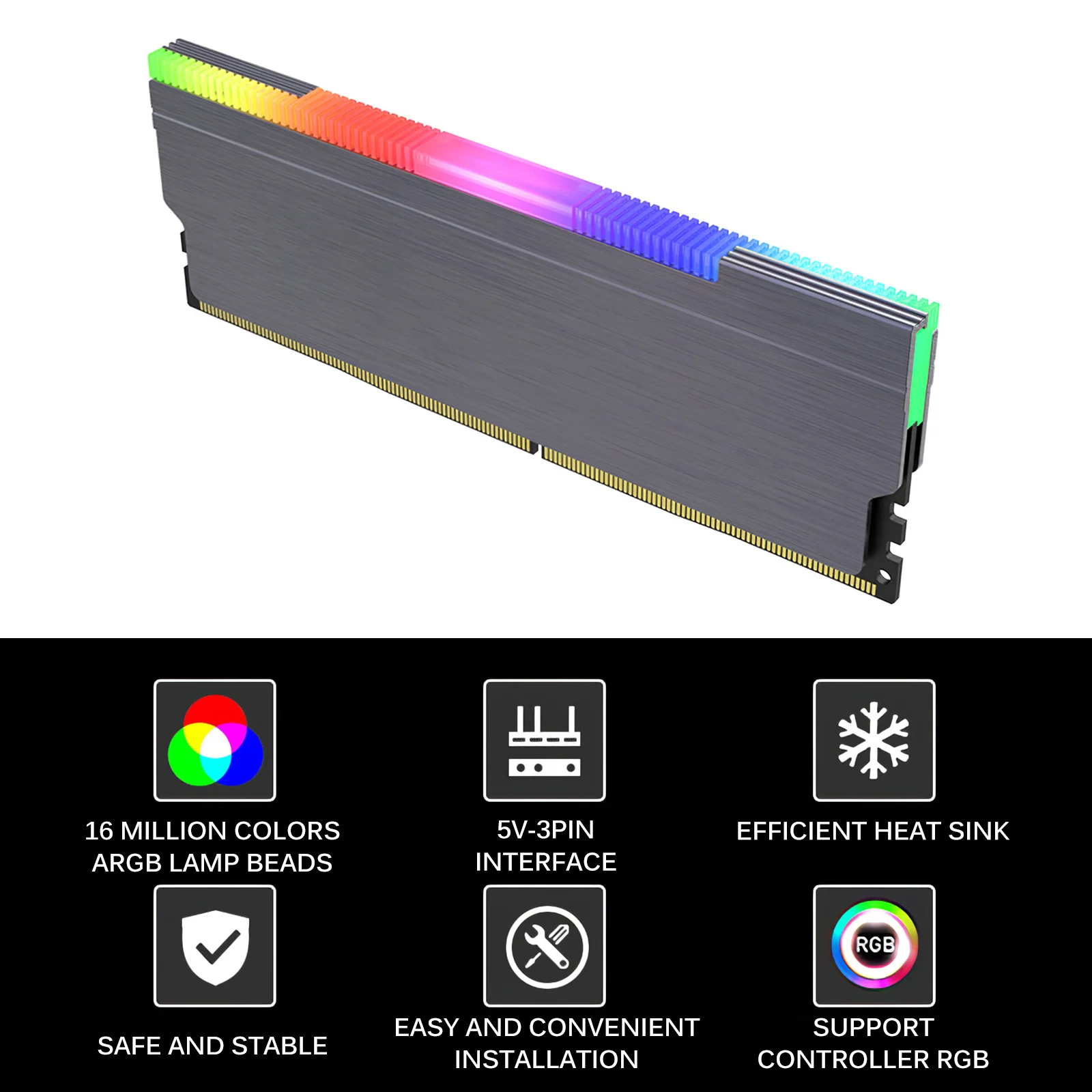 5V 3Pin интерфейс и 1600 RGB цвета теплоотвода кулер Настольный ПК компьютер памяти