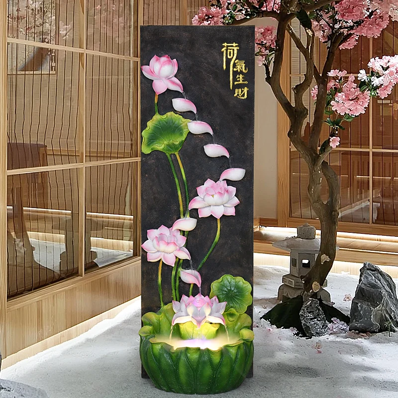 

zq Chinese Lotus Water Fountain Decoration Living Room Courtyard Home Decoration Modern Simple Furnishings