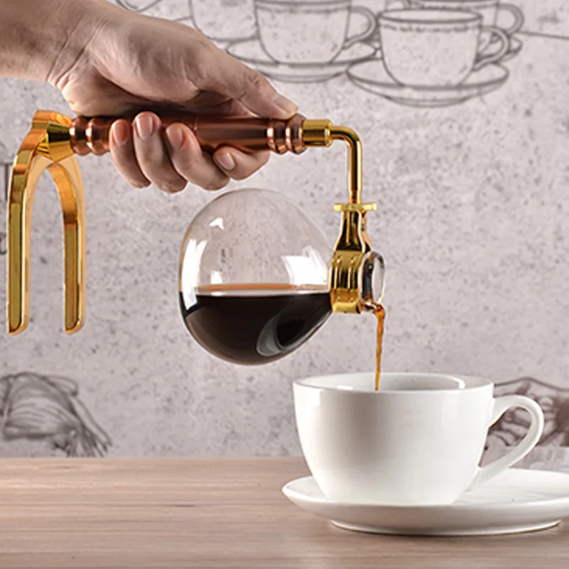 HOT!Japanese Style Siphon Coffee Maker Tea Pot Vacuum Glass Type Machine Filter 3 Cups Gold | Бытовая техника