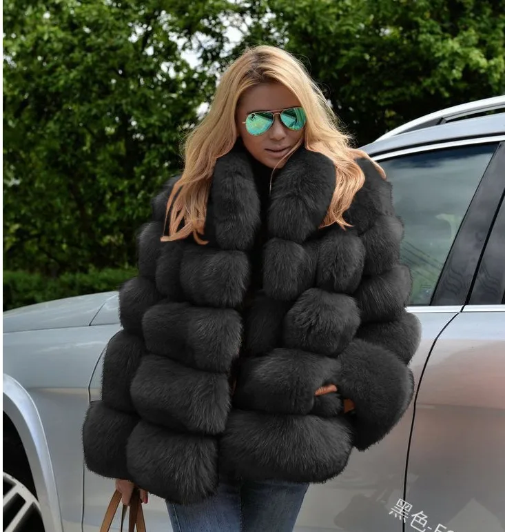 Echoine Faux Fox Fur Coat Women Winter Luxury Overcoat Jacket Hoodies Short Outerwear Plush Streetwear | Женская одежда