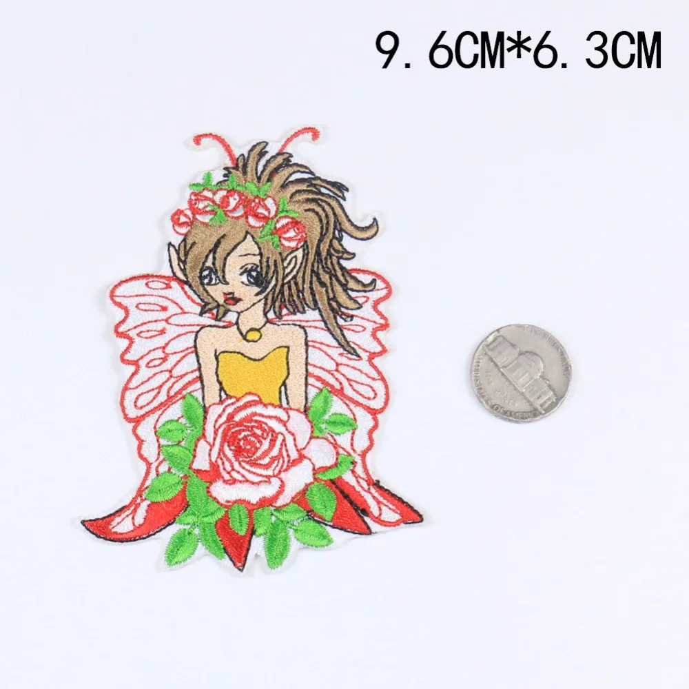 1 предмет Цветочная феи роза мультяшная тема вышивка нашивка железная аппликация