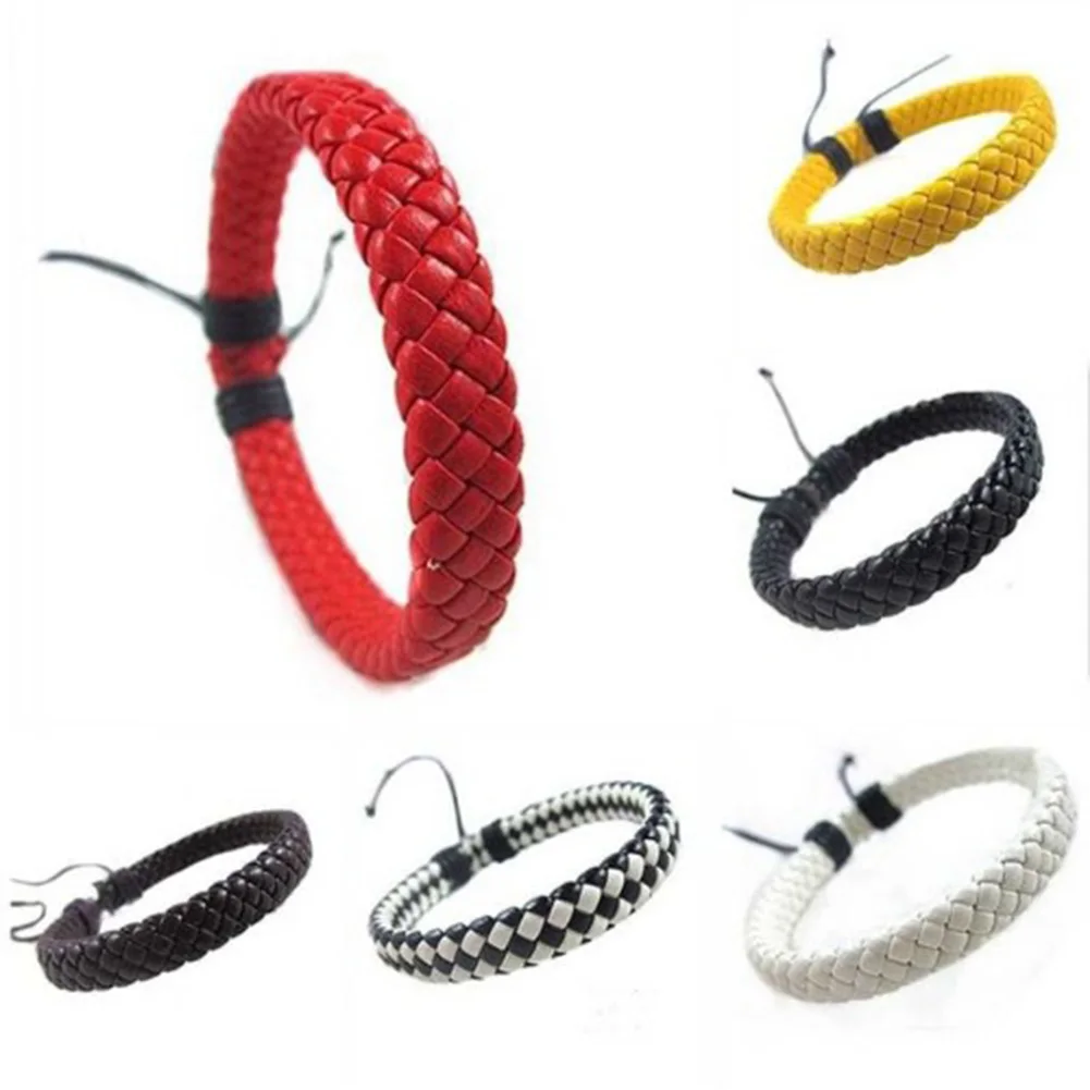

New 1pcs Black Wrap Woven New Fashion Handmade Men Bracelets Male Women Leather Bracelet Men Bangle Wholesale Jewelry Gift