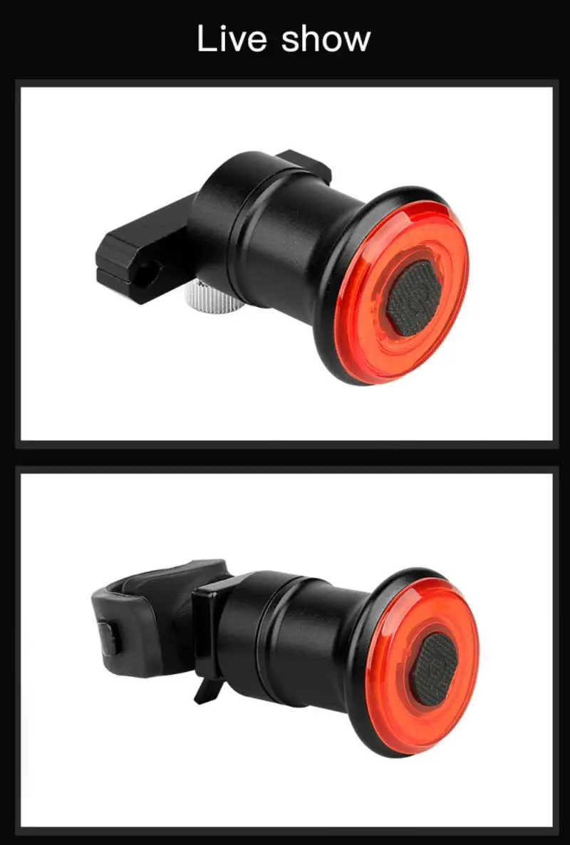 

2021 USB Charging Bicycle IPX6 Waterproof 20 Hours Battery Life 6 Flash Mode Tail Light Intelligent Brake Induction Taillight