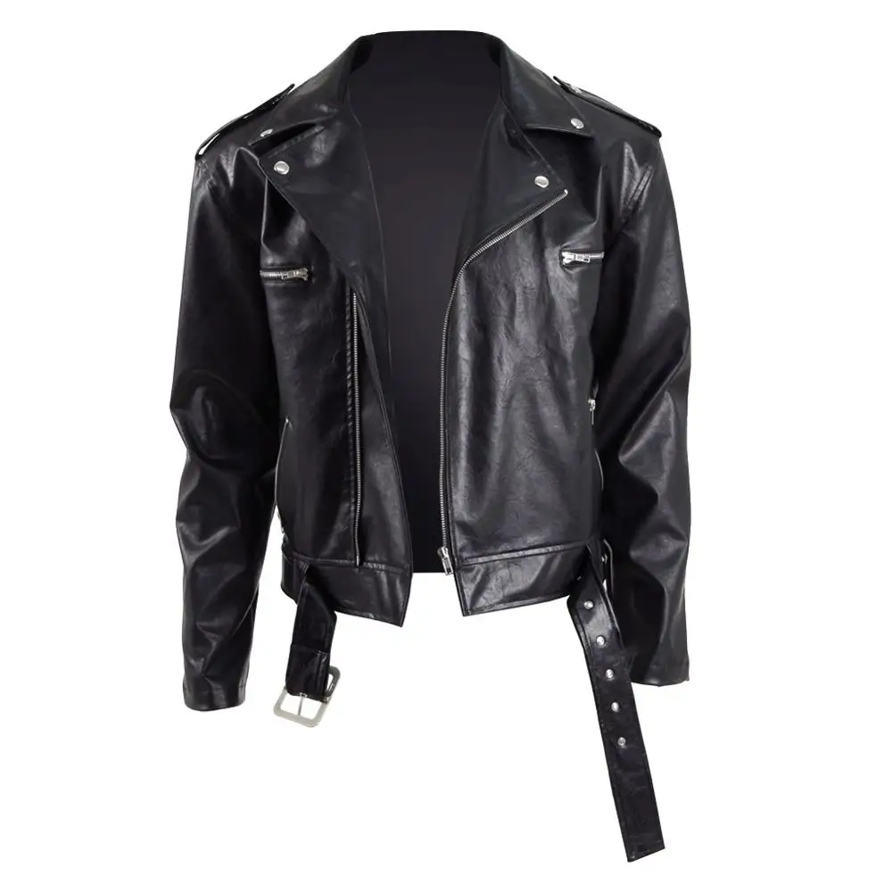 Cossky Неган косплей костюм Мужская Черная Pu куртка мотоциклетная зима осень пальто