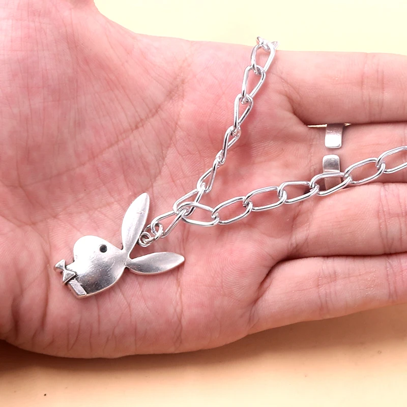 

New Women Fashion Cute Long Ear Bunny Pendant Necklaces Charm Jewelry DIY Handmade Long Sweater Necklace Friends Gift