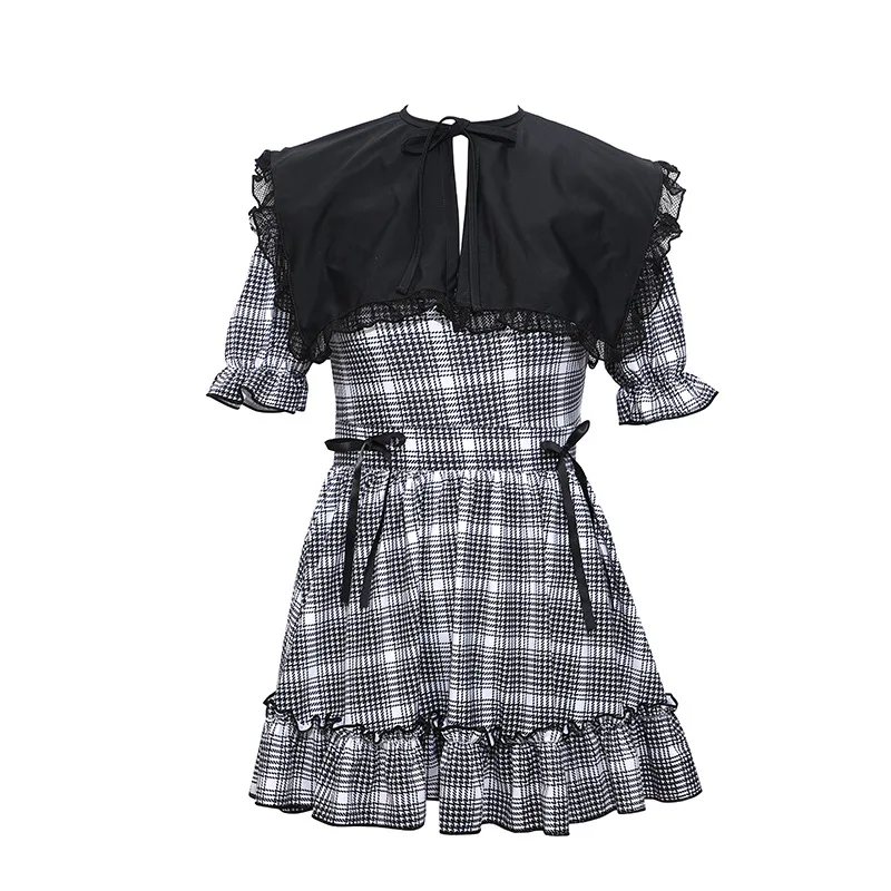 

Swimwear 2021 New Items Swimsuit Large Push Up May Female Beach With Pushup For Women Japanese Retro Plaid One Piece Skirt