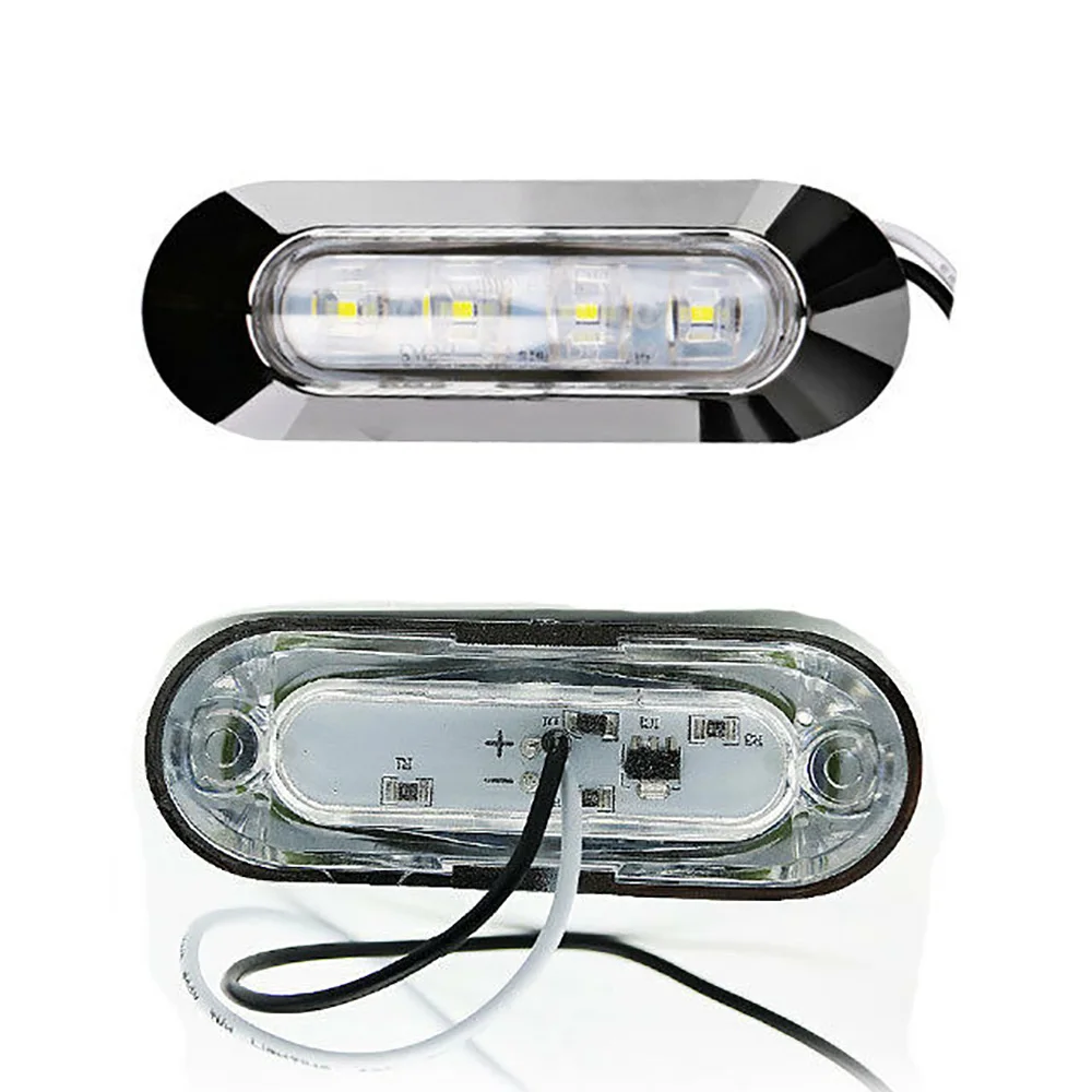 

4pcs Car Light White 4 -LED Clearance Side Marker Trailer 12V 24V Waterproof 6000K