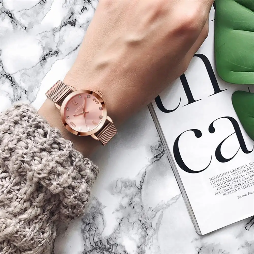 Женские наручные часы OLMECA модные кварцевые женские с сетчатым ремешком