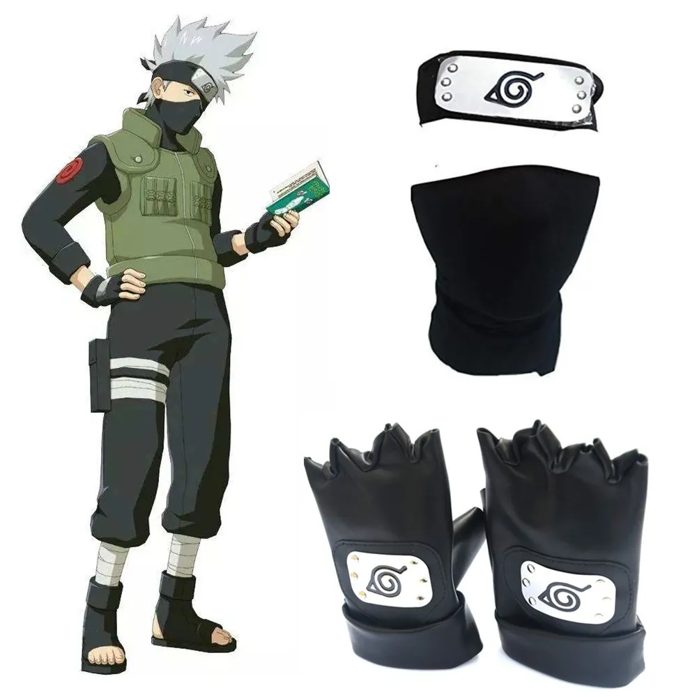 

Аниме Hapyto Hatake Kakashi повязка на голову, маска для лица перчатки оружие комплект Косплей Prop