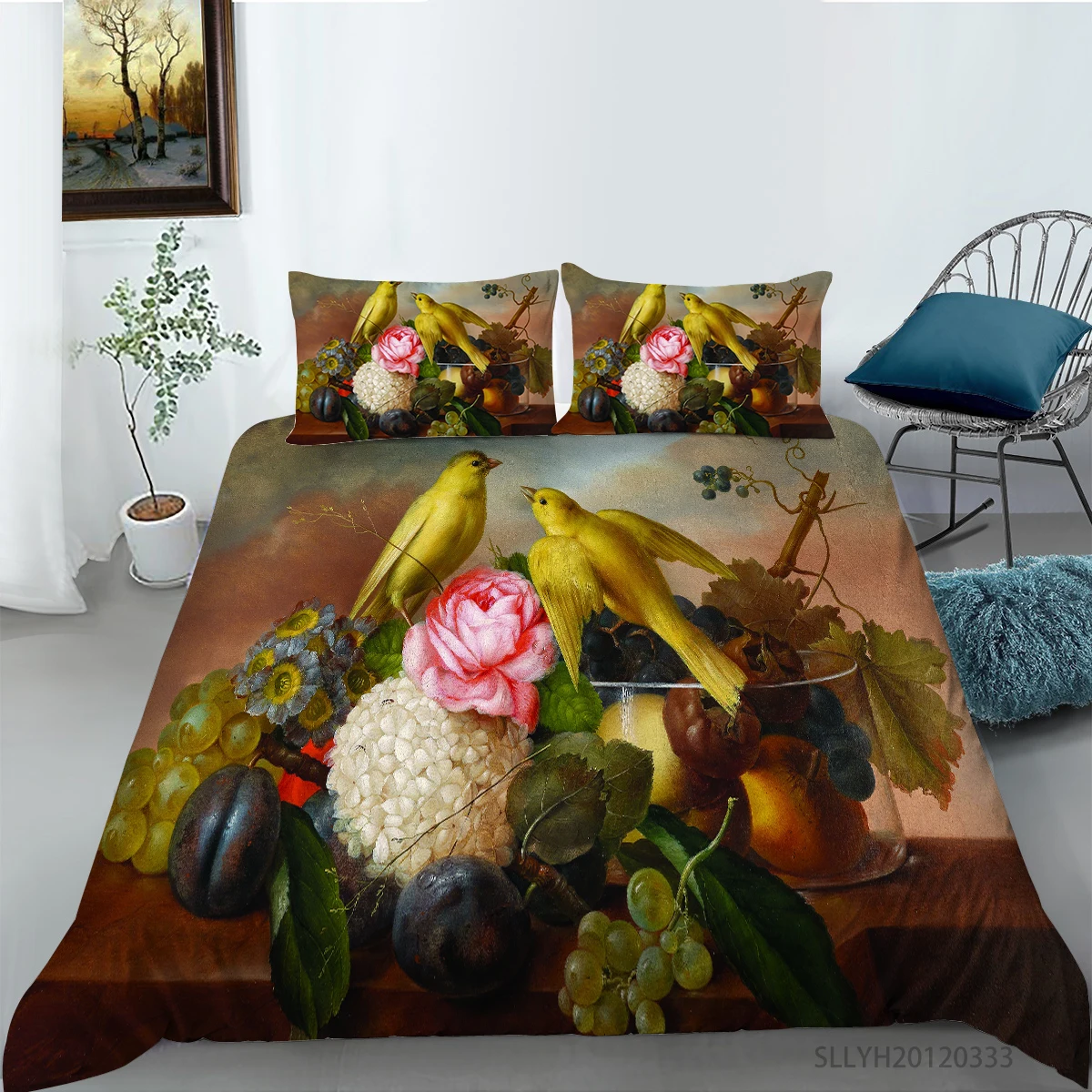 

New Fashion Oil Painting Flower 3D Bedding Set Duvet Cover 2/3pcs Soft Pillowcase Suitable Decor Bedroom Set