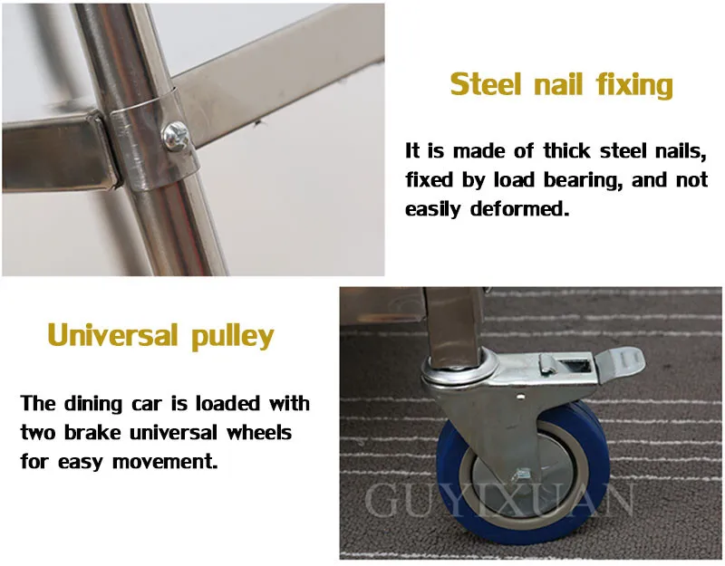 

Thick three-layer stainless steel dining car Hotel dining car Office hand push dining car Wine cart Delivery car