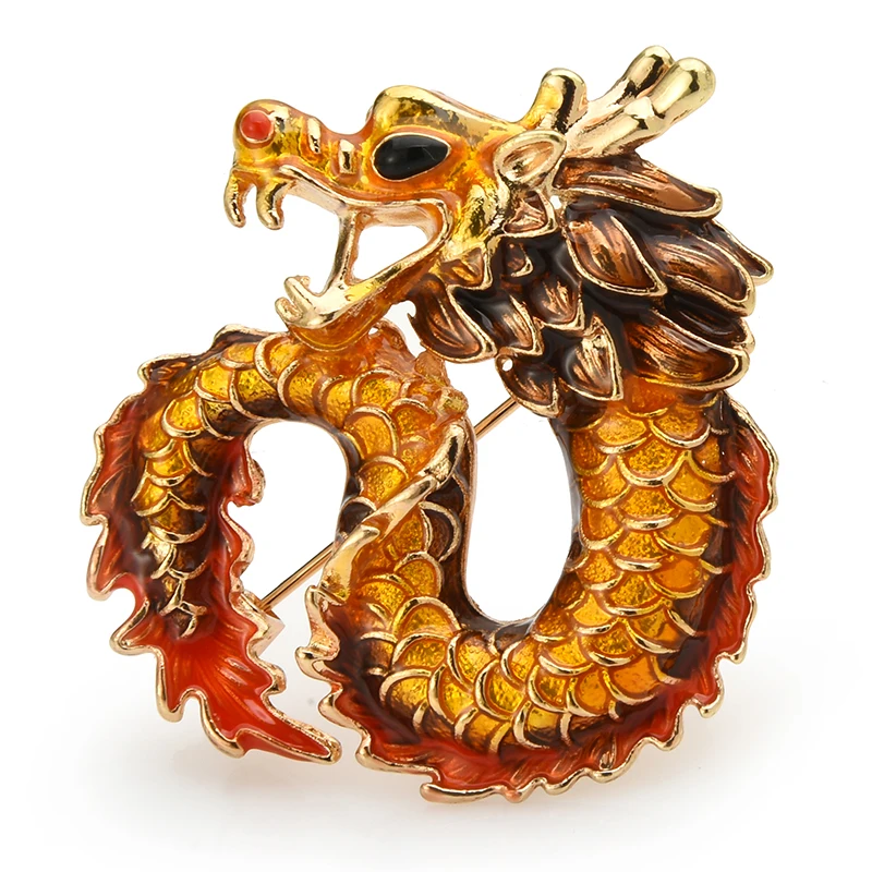 

Wuli&baby Enamel Dragon Brooches For Women Men 2-color Purple Red Dragon Animal Party Casual Brooch Pins Gifts