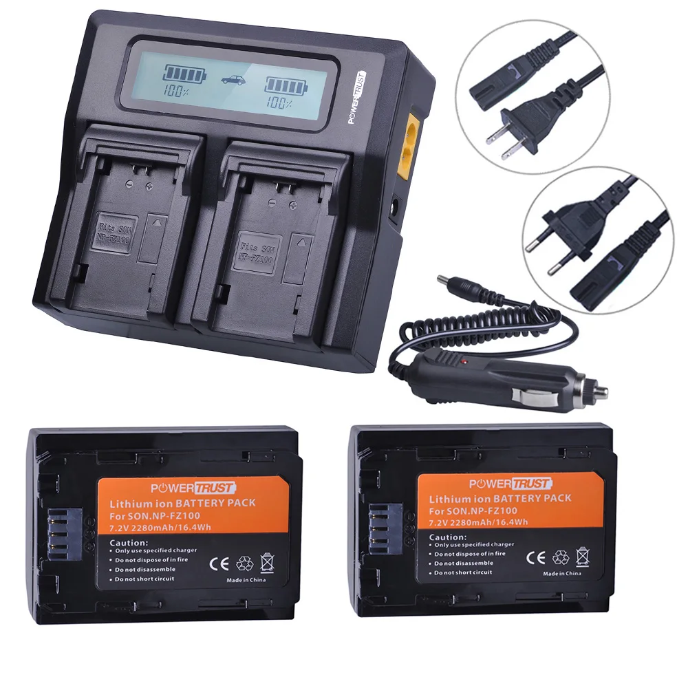 1x2280 мА/ч, NP-FZ100 NPFZ100 NP FZ100 Батарея+ ЖК-дисплей быстрое двойное Зарядное устройство для sony BC-QZ1 Alpha 9 9R A9R 9S ILCE-9 A7R A7 III ILCE-7M3 - Цвет: 2Battery and Charger