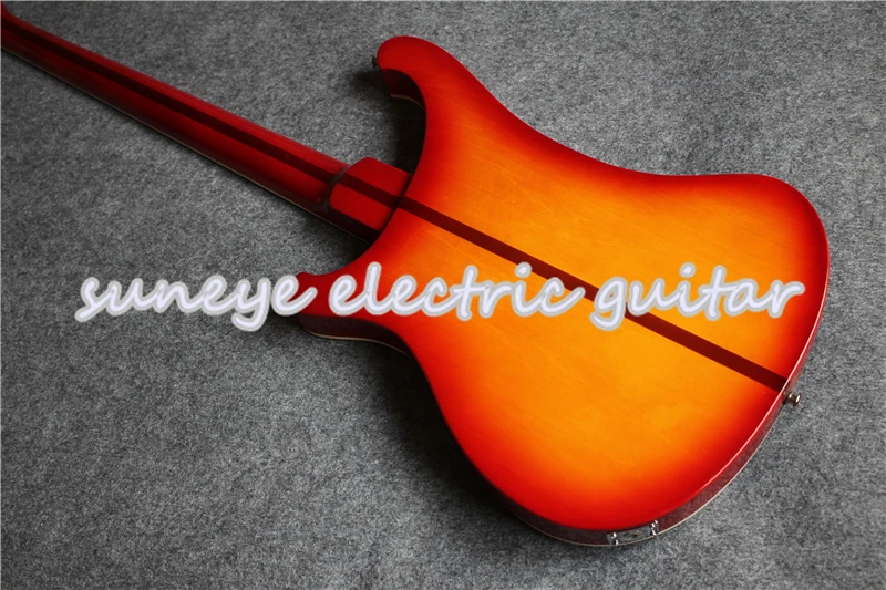

China CS Cherry Sunburst Rick Electric Bass Guitar 4 Strings Pearl Inlaid Rosewood 4 Strings Bass Guitar DIY Guitar Kit