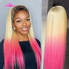 Парики из натуральных волос на клеевой основе розового цвета для чернокожих женщин, 613 парики блонд без клея, 613, плотность парик с головной повязкой, прямые бразильские волосы без повреждений, 150%