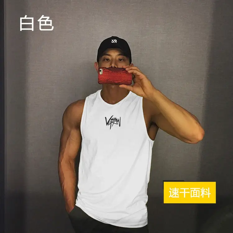 

2021 Mens Fitness sleeveless shirt breathable Sports vest Undershirt Gyms Running vest men fitness gyms Tank top men Male mesh