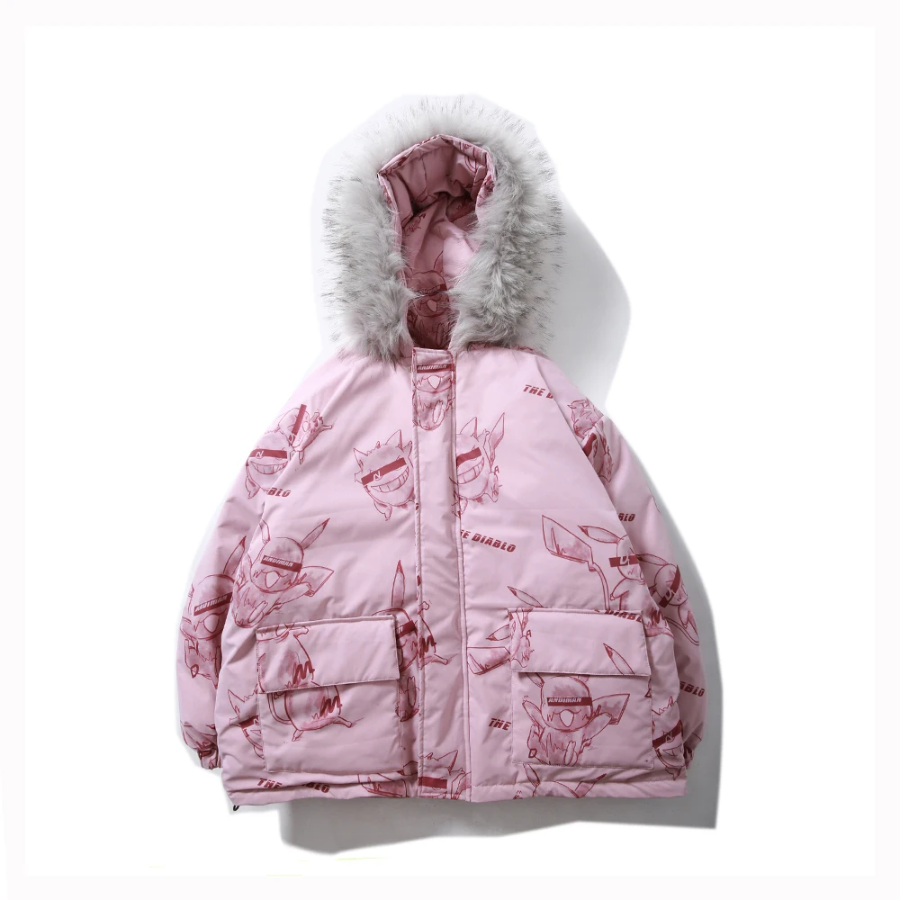 Pink(AsianSize) Privathinker, Женская куртка с принтом Харадзюку,, зимняя парка с капюшоном, пальто, женская теплая куртка, Женская утолщенная модная верхняя одежда, Winderbreak - Цвет: Pink(AsianSize)