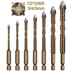 Многофункциональное сверло с шестигранным хвостовиком, спиральный паз, поперечная головка, керамическое стекло, бетонное сверло, Карбидное отверстие, набор 345681012 мм