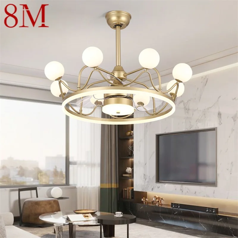 

8M Ceiling Lamps With Fan Gold With Remote Control 220V 110V LED Fixtures For Rooms Living Room Bedroom Restaurant