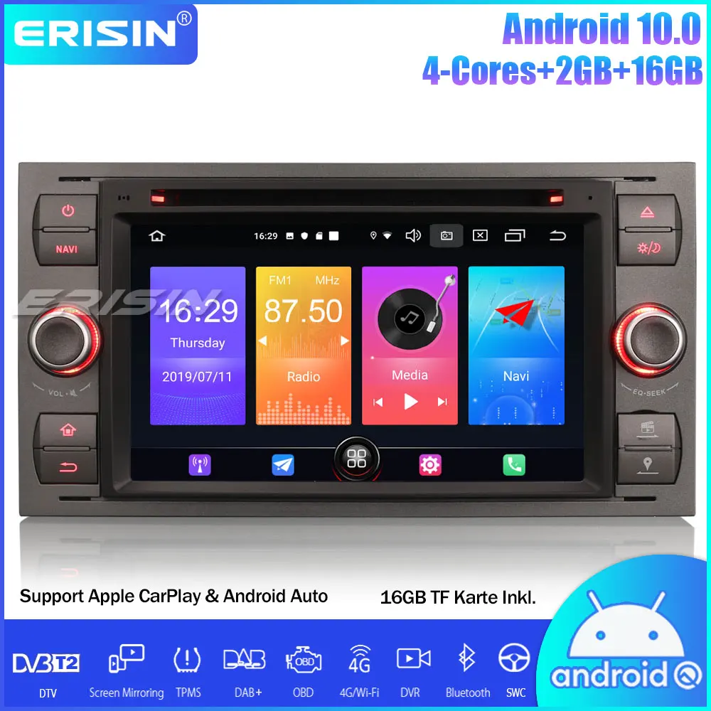 Erisin DAB + Android 10 0 автомобильный Стерео Авторадио DVD GPS Wifi OBD DTV для Ford C/S Max Galaxy Kuga Focus