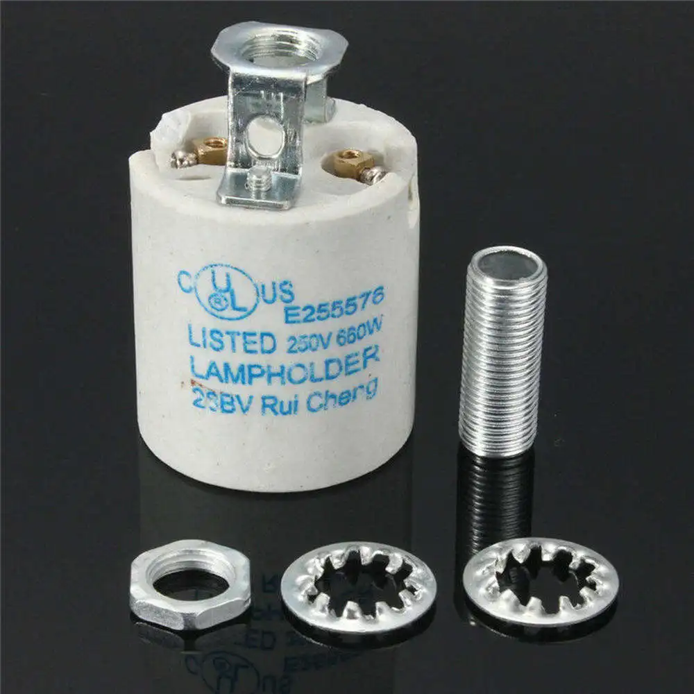 

E2/E26 Retro Vintage Aluminum Lamp Pendant Light Bulbs Holder Socket Reticulated Ceramic Core Screw Metal Lamp Holder