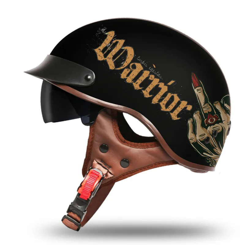 Винтажный Мужской мотоциклетный шлем с полушлем для мотоцикла в стиле ретро