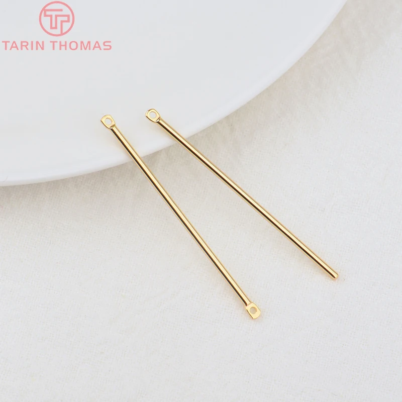 

10PCS 40x1.2MM 24K Gold Color Brass Round Rods Connector Charms Pendants High Quality Diy Jewelry Findings Accessories
