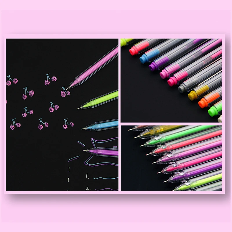 12Pcs Gel Highlighter Pen Highlighters Base for Markers Black Light Books Journals Drawing Manga Diy Doodling Gift Art | Канцтовары для