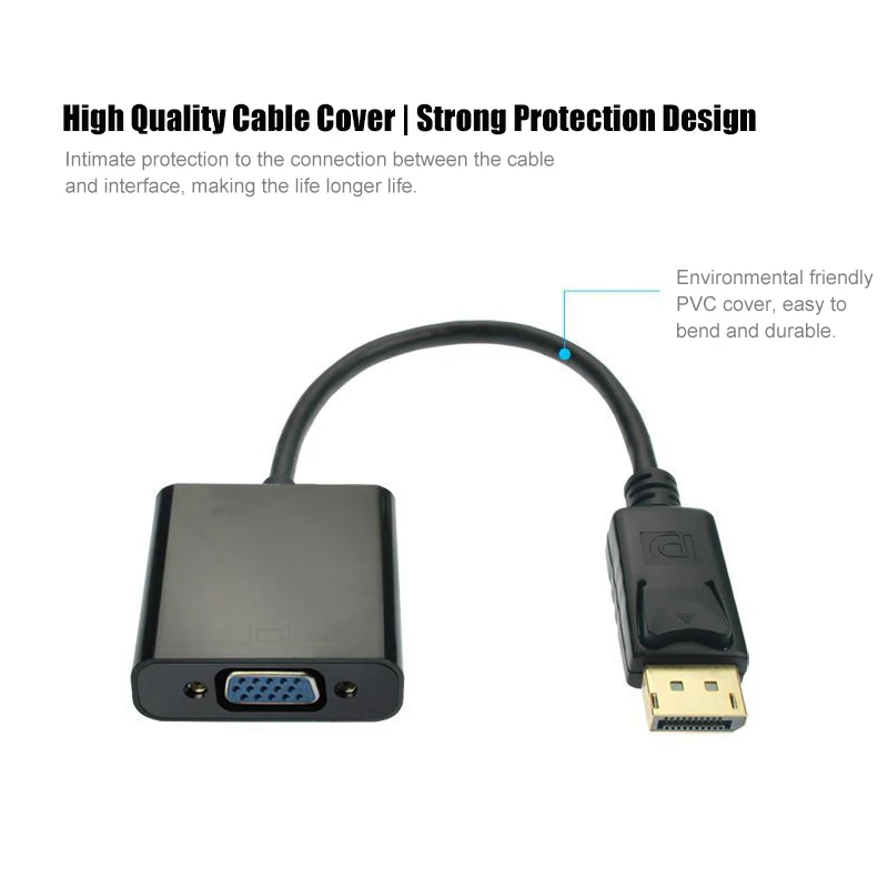 Переходник DZLST DP в VGA переходник 1080P DisplayPort штырь гнездо кабель конвертер адаптер